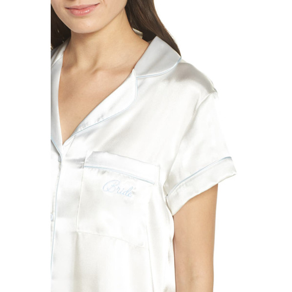 In Bloom by Jonquil Womens Mrs Satin Short Pajama Set XL Ivory The Bride NWT - Picture 2 of 14